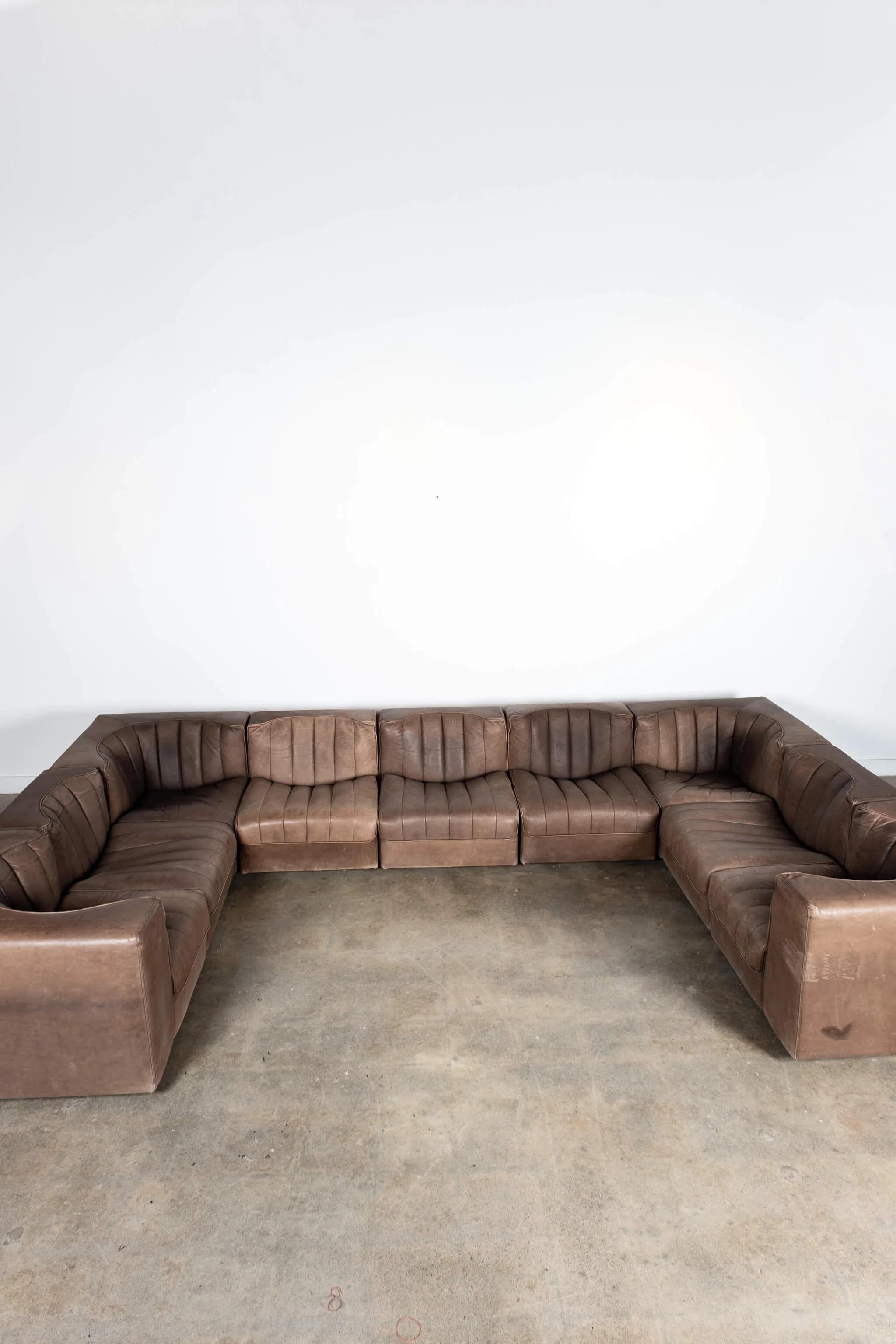 Late 20th Century 1970s Arflex 'Model 9000' Leather Sectional Sofa by Tito Agnoli For Sale