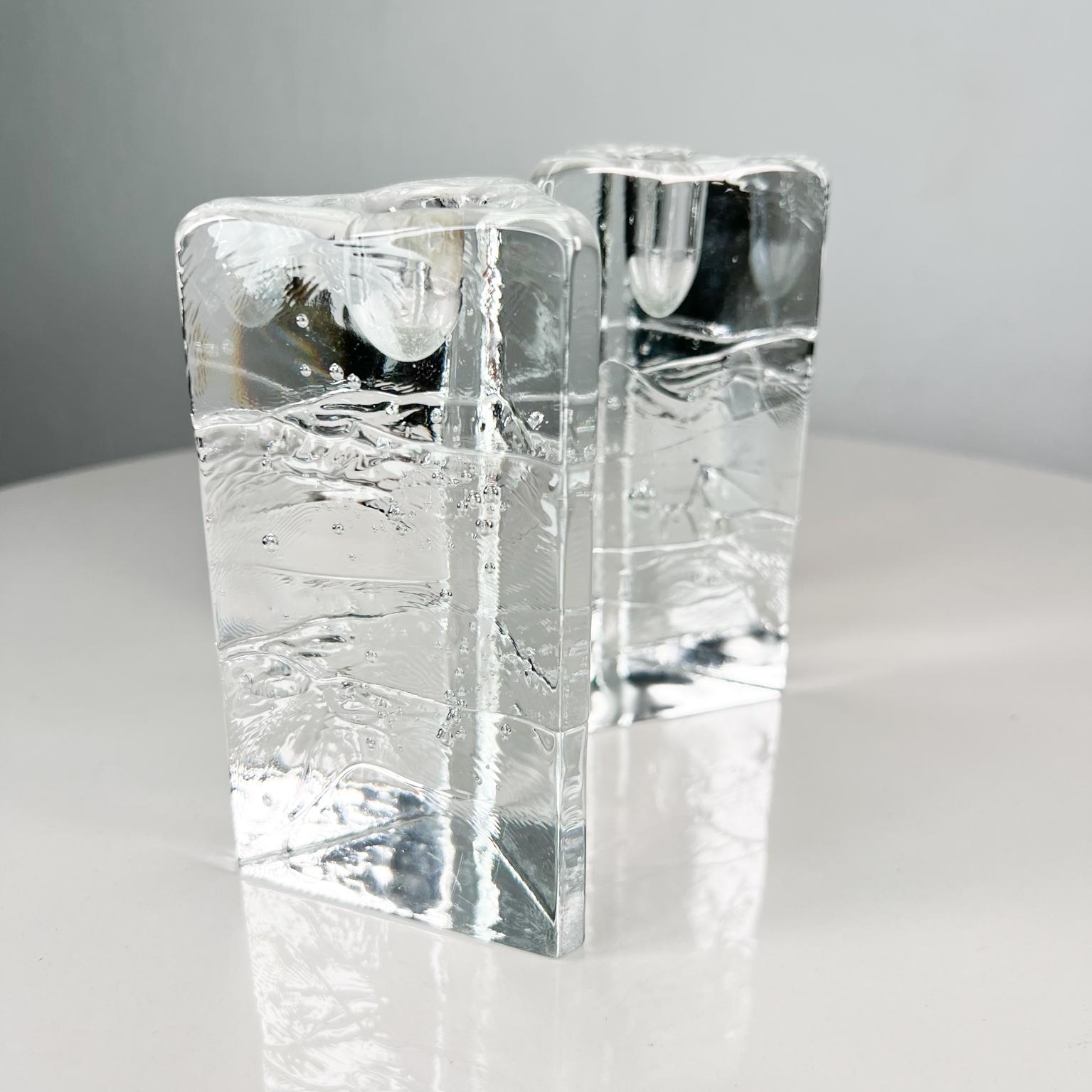 1970s Arkipelago Glass Icicle Candle Holders Timo Sarpaneva Iittala Finland In Good Condition For Sale In Chula Vista, CA