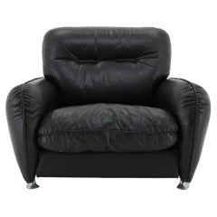 1970s Armchair in Black Leather, Italy