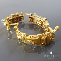 1970s Arnd Heuer Machine Aesthetics Kinetic Modernist Gold Bracelet Bangle