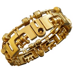 1970s Arnd Heuer Machine Aesthetics Kinetic Modernist Gold Bracelet Bangle