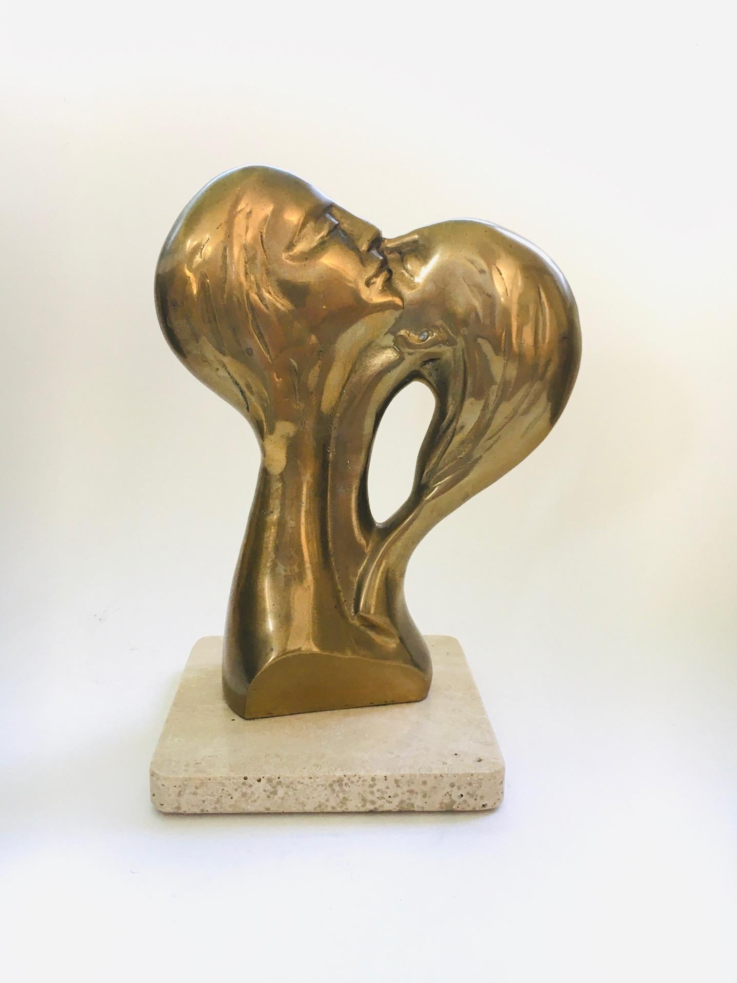 Regency Art 1970 Brass Intertwined Male Female Sculpture Statue en vente