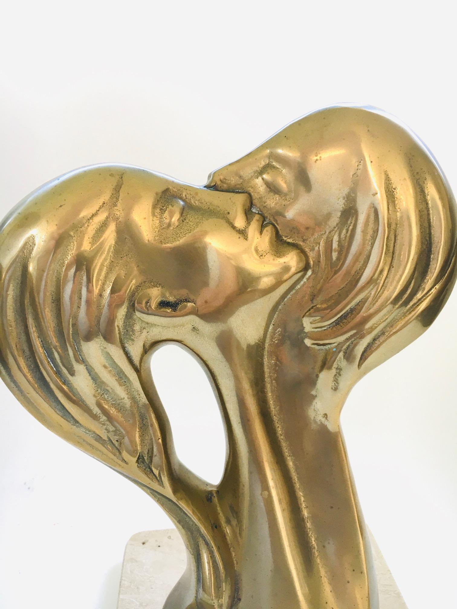 Art 1970 Brass Intertwined Male Female Sculpture Statue Bon état - En vente à Oud-Turnhout, VAN