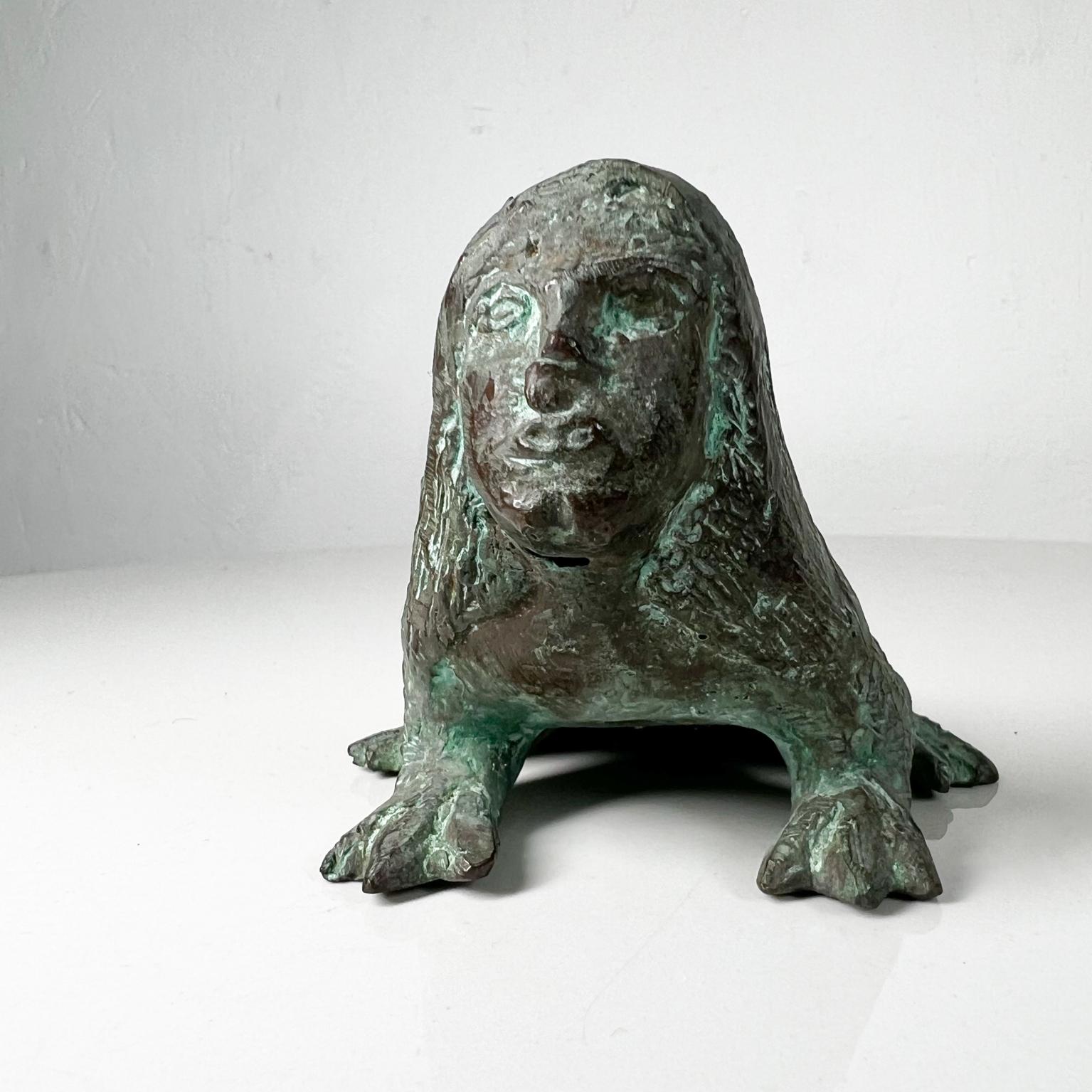 1970s Art Bronze Frog Woman Hybrid Paperweight Surrealist Sculpture In Good Condition In Chula Vista, CA