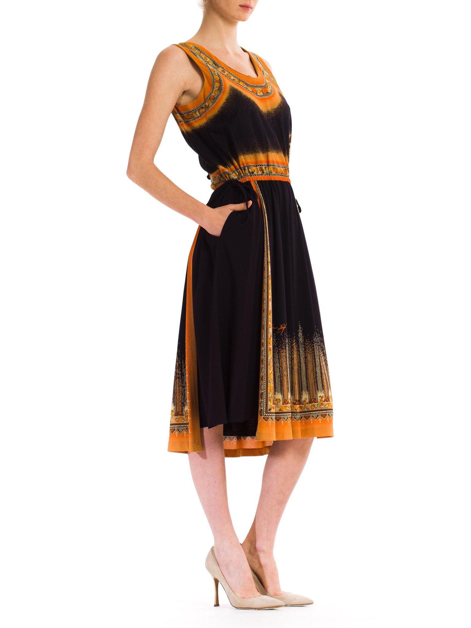 Women's 1970S Art Deco Acetate Jersey Dress Made In Italy