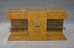 1970's Art Deco Burl Wood Floating Shelf Console by Jay Spectre for Century