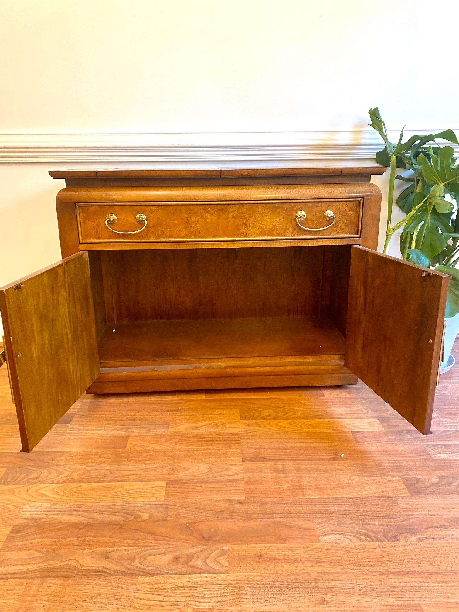 Late 20th Century 1970s Art Deco Burlwood Bar Cabinet by Century Furniture For Sale