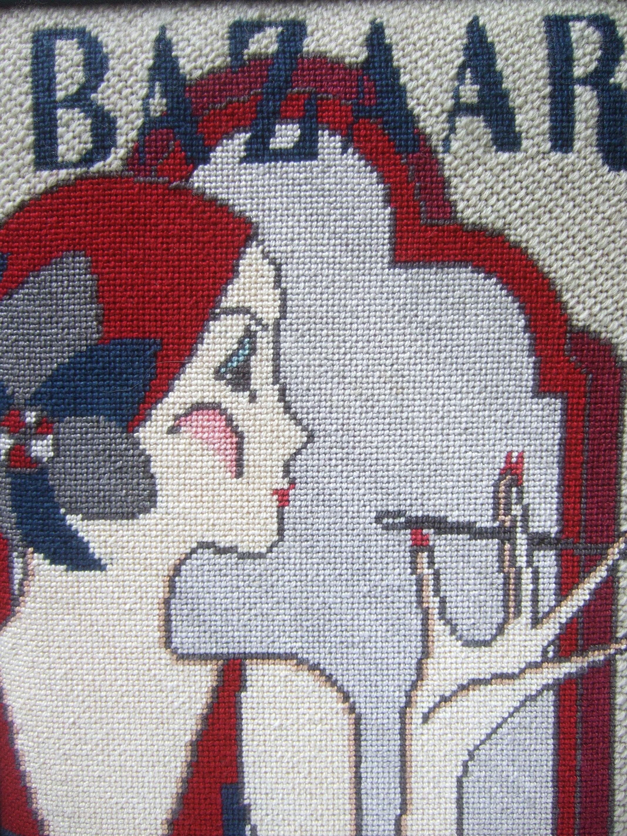 1970s Art Deco Inspired Framed Needlepoint Wall Hanging For Sale at