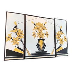 1970s Art Deco Inspired Triptych Mirror Set, Set of 3