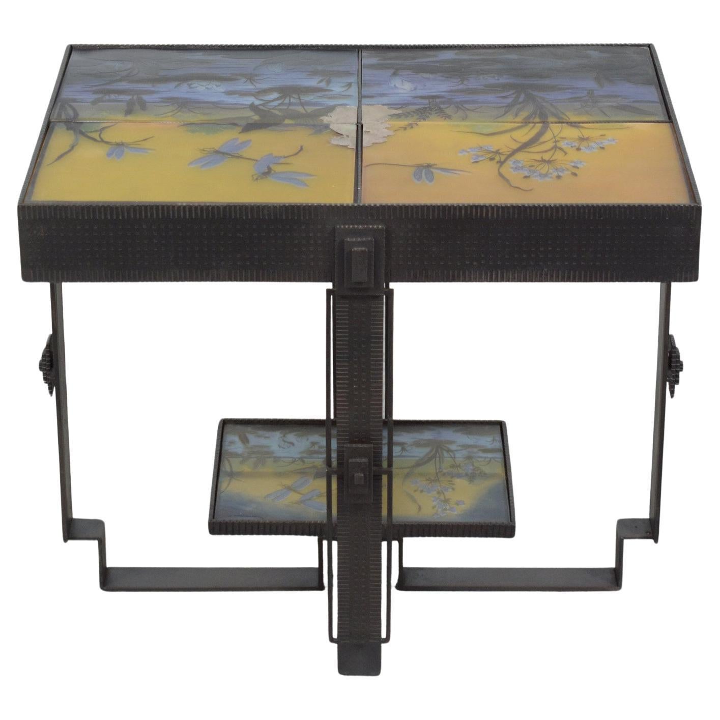 Vintage Art Deco Side Table: 1970s Iron & Glass Masterpiece For Sale 5