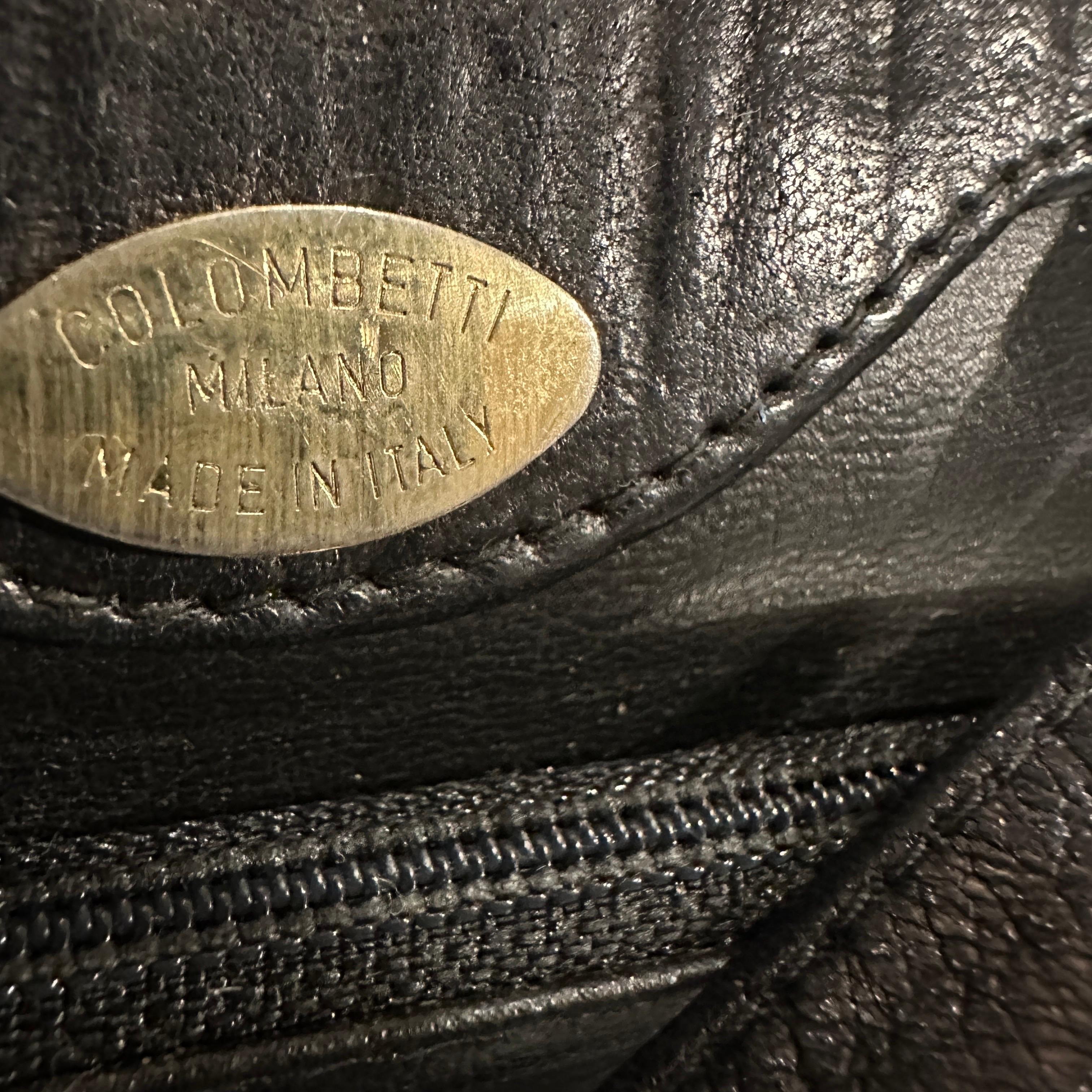 Embrague de baquelita y cuero negro estilo Art Déco de los años 70 de Colombetti Milano en venta 5