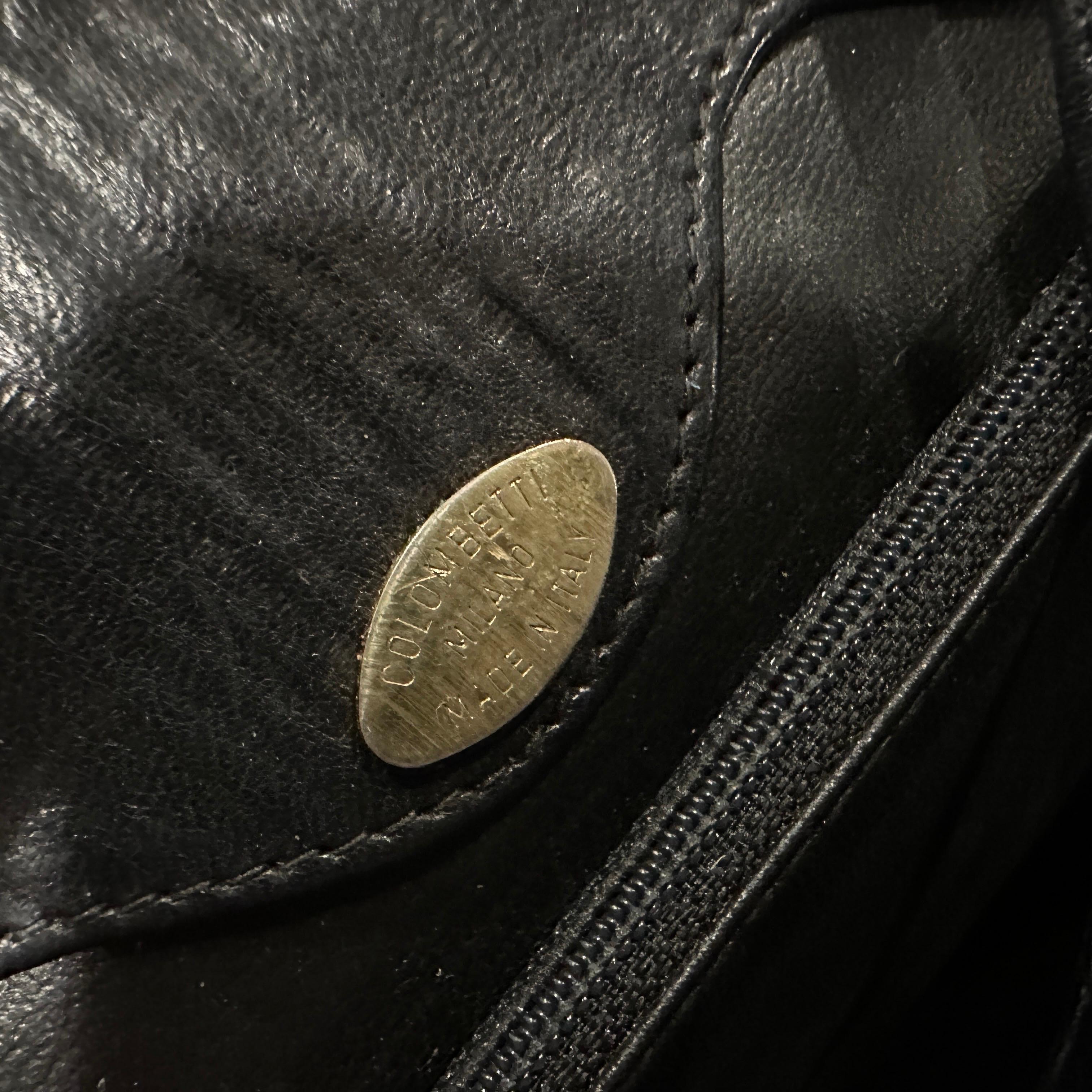 Embrague de baquelita y cuero negro estilo Art Déco de los años 70 de Colombetti Milano en venta 3