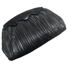 1970 Art Deco Style Black Leather and Bakelite Clutch by Colombetti Milano