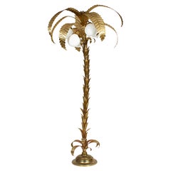 1970s Art Deco Style Brass Gold Palm Tree Floor Lamp "Rocketman" for Daisy