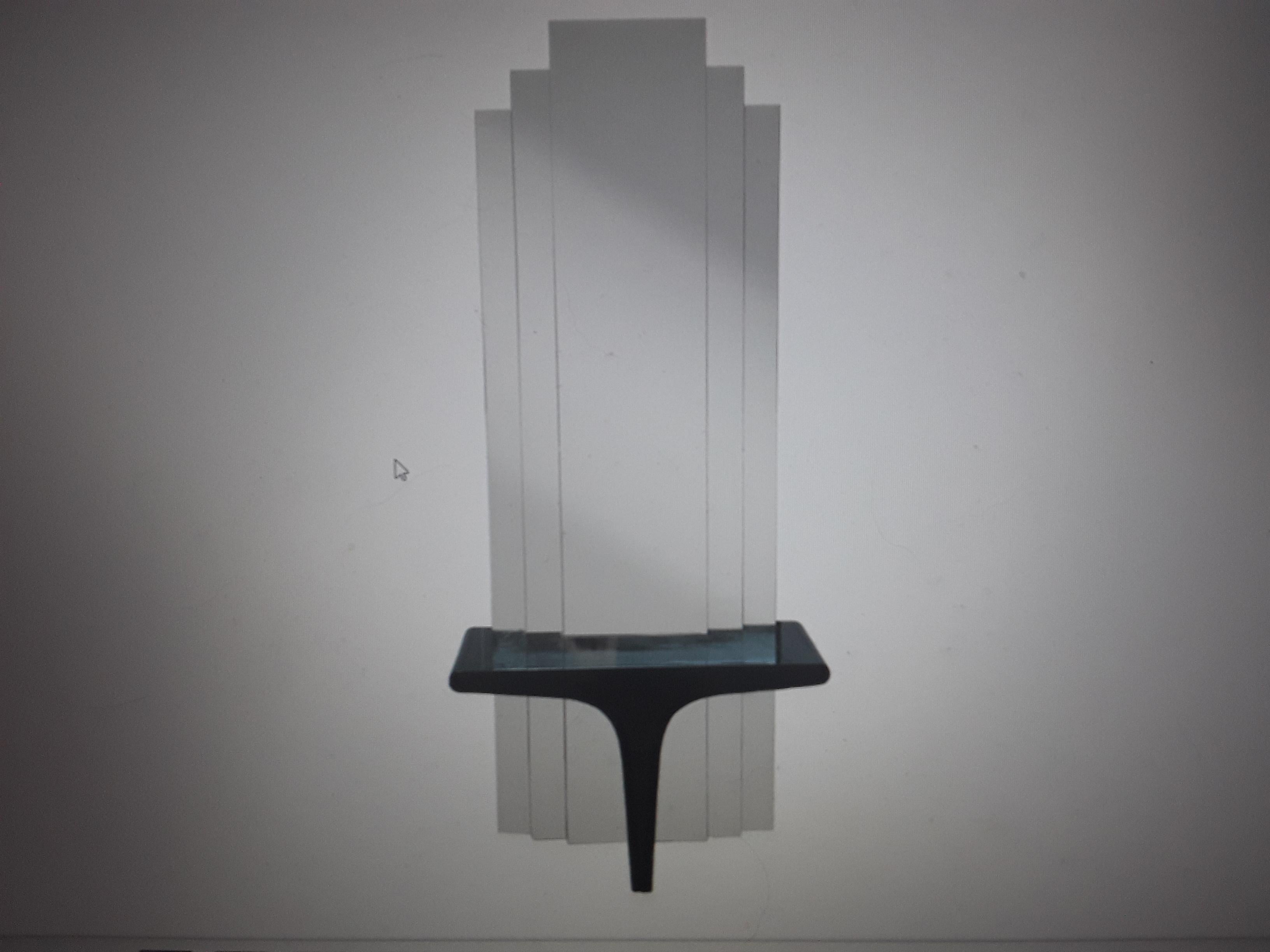 1970's Art Deco style Floor To Ceiling Tiered Mirror Back Black Laquer Console For Sale 13
