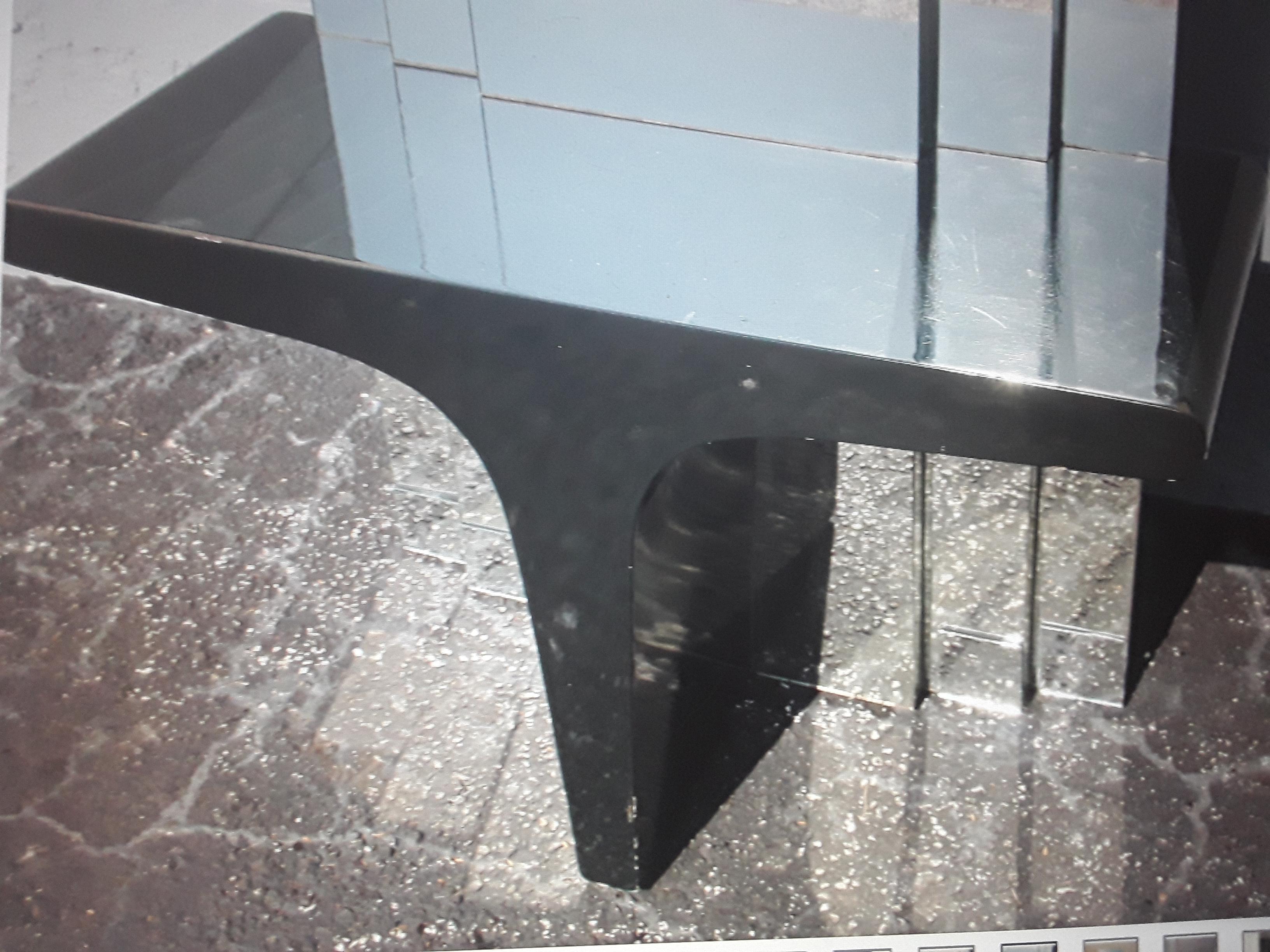 1970's Art Deco style Floor To Ceiling Tiered Mirror Back Black Laquer Console 1
