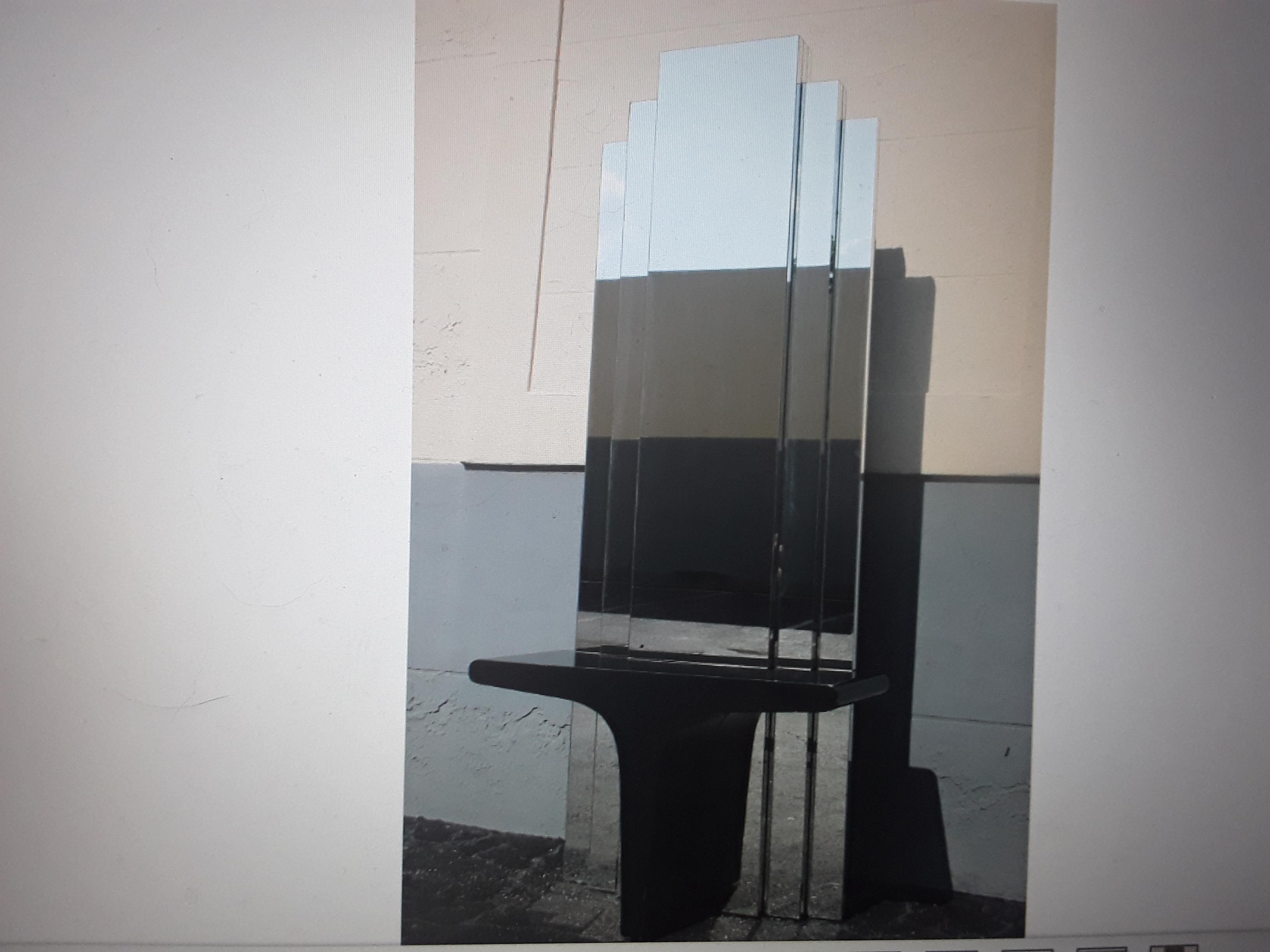 1970's Art Deco style Floor To Ceiling Tiered Mirror Back Black Laquer Console For Sale 4