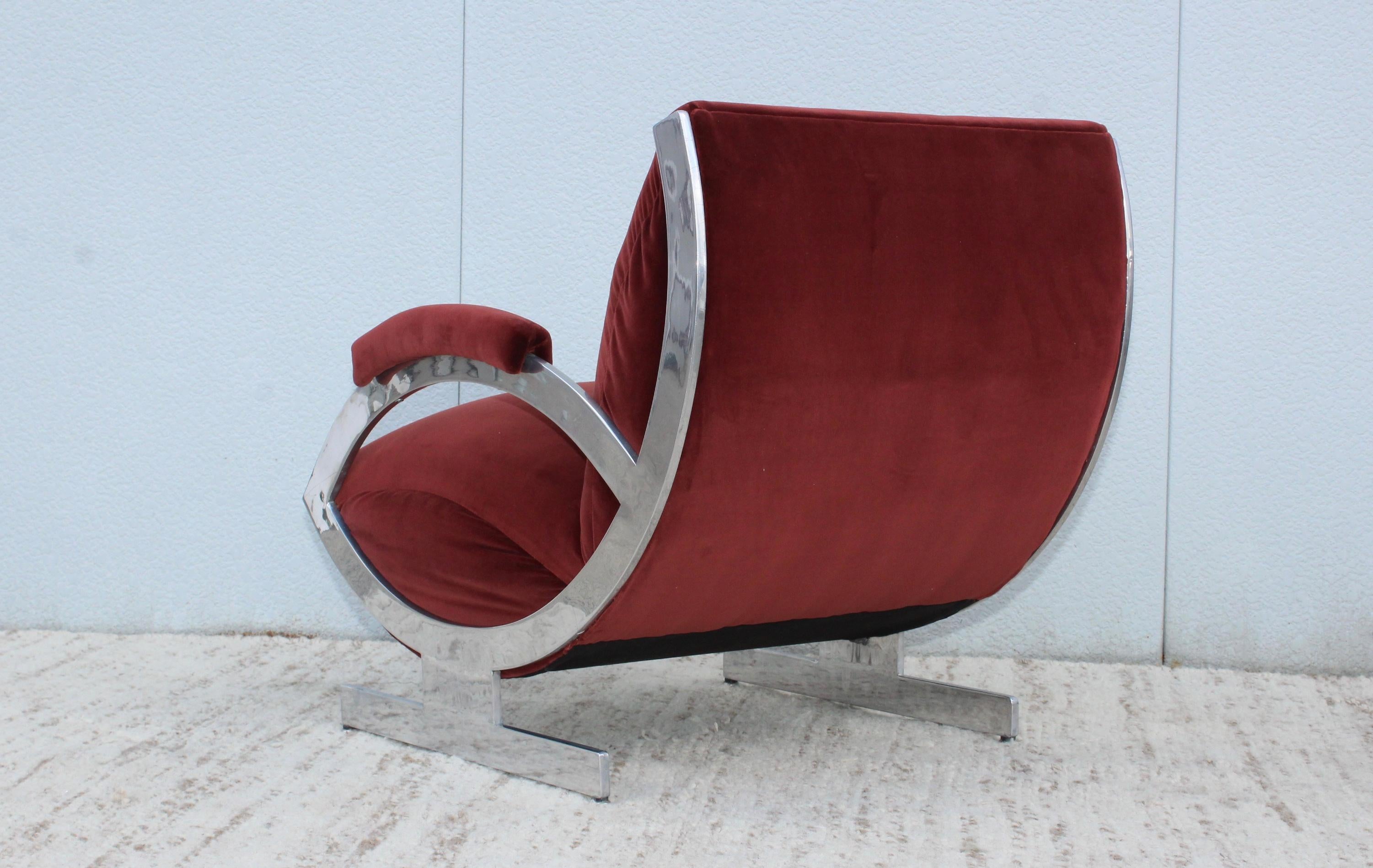 1970s Art Deco Style Italian Aluminum Lounge Chair 7