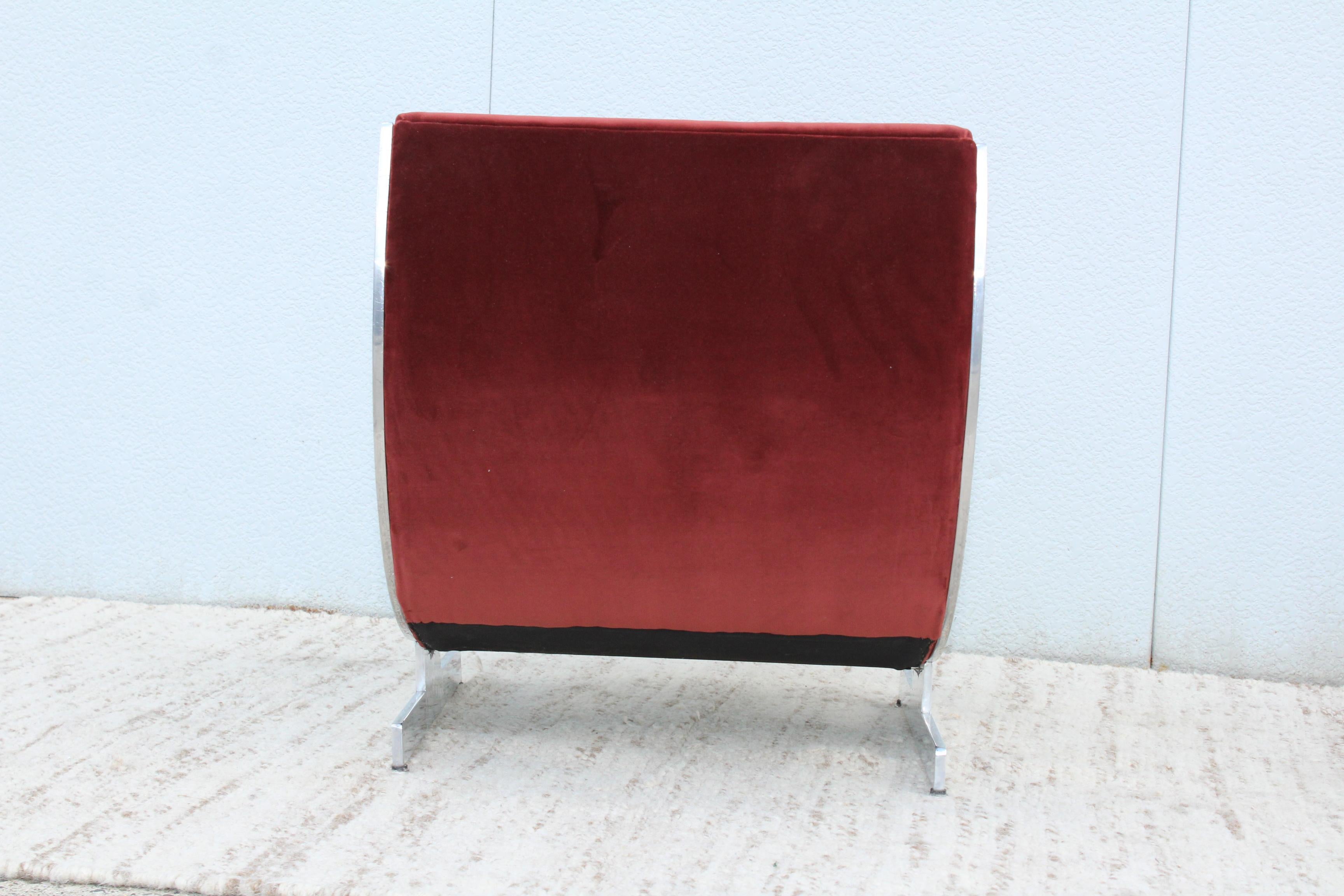 1970s Art Deco Style Italian Aluminum Lounge Chair 8