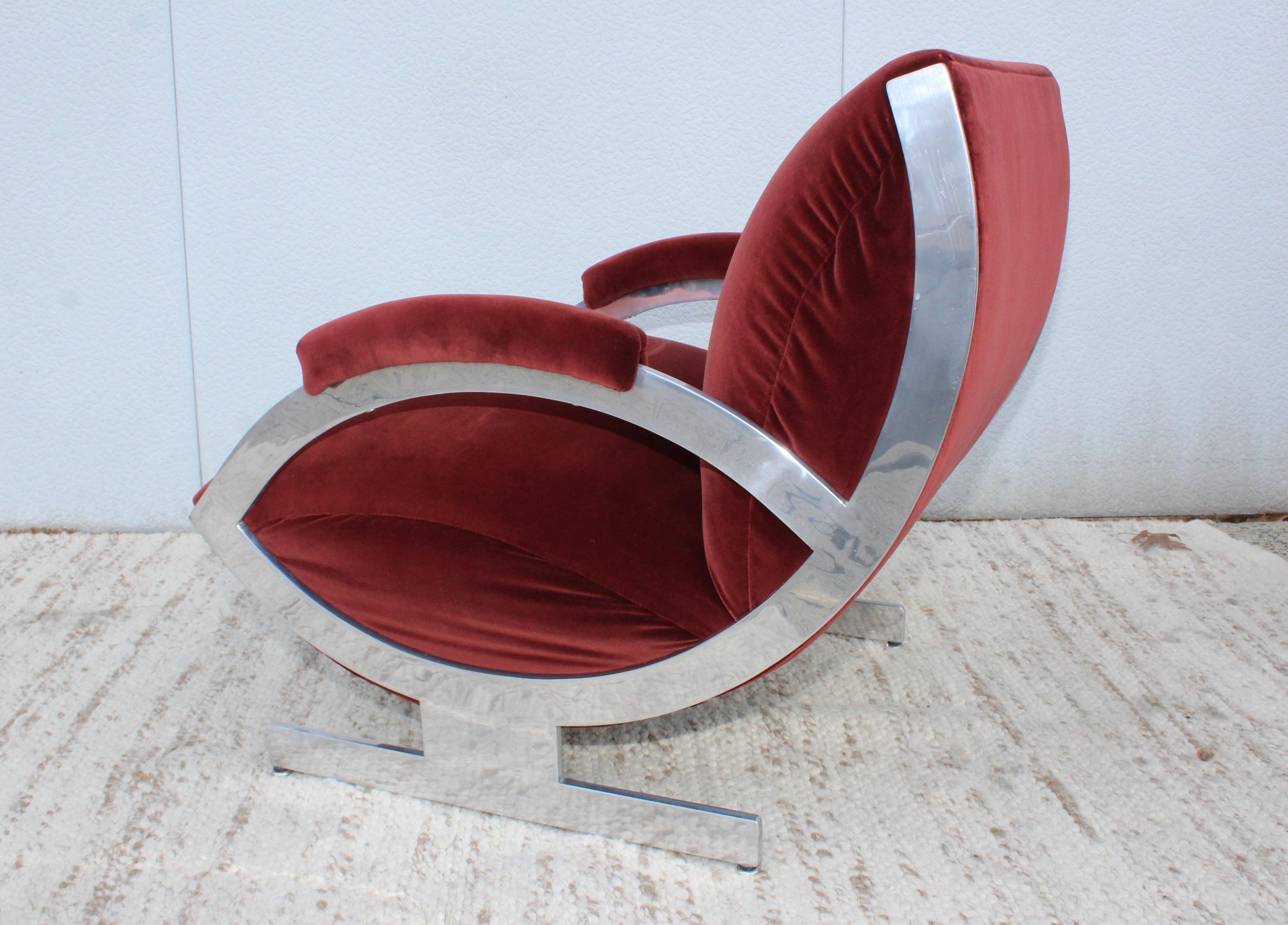 1970s Art Deco Style Italian Aluminum Lounge Chair 9