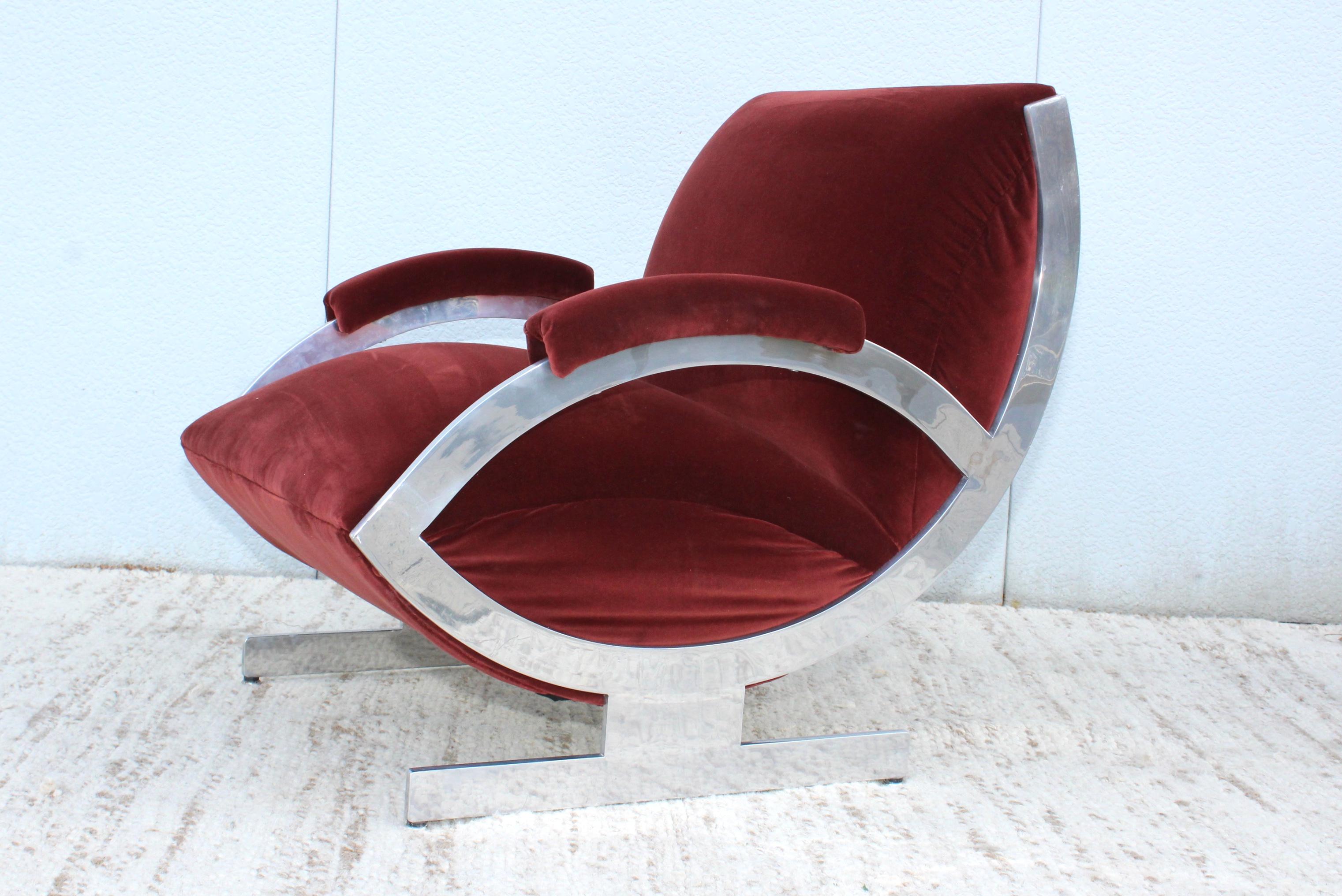 1970s Art Deco Style Italian Aluminum Lounge Chair 3