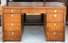 1970s Art Deco Style Patchwork Burl Desk By Sligh