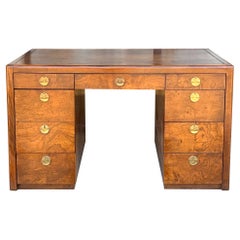 1970s Art Deco Style Patchwork Burl Desk By Sligh