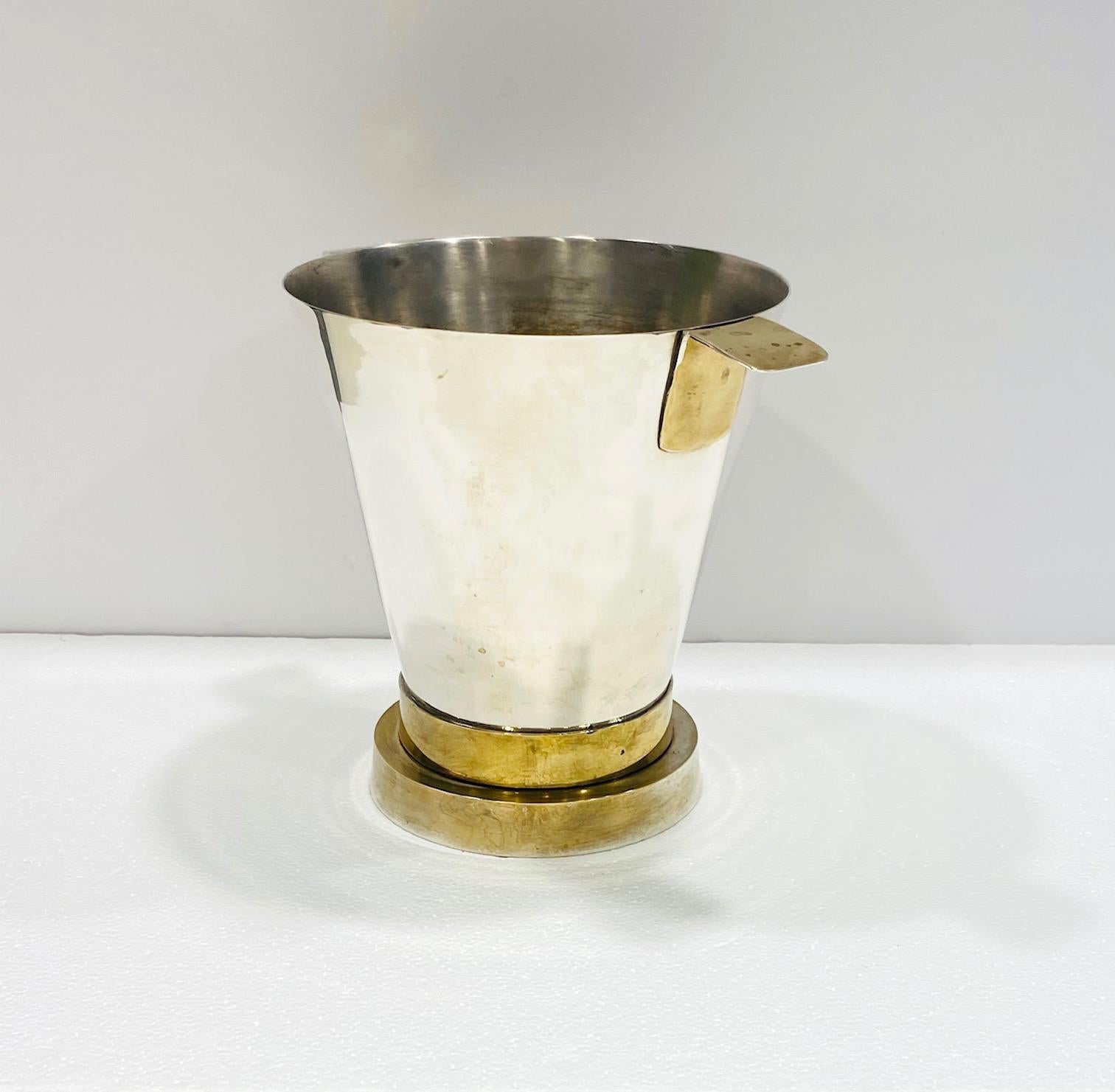 1970's Art Deco Style Wine Cooler and Ice Bucket with Brass Accents, Italy 3