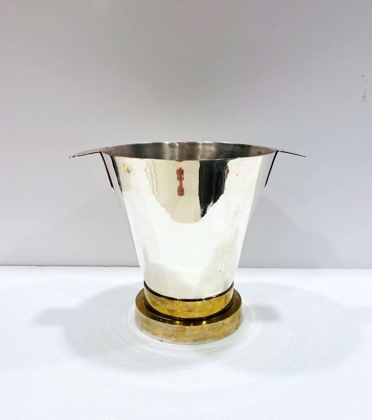 1970's Art Deco Style Wine Cooler and Ice Bucket with Brass Accents, Italy 5
