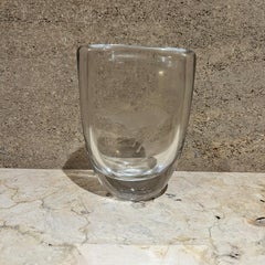 1970s Strombergshyttan Crystal Art Glass Vase Etched Deer