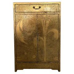 Gabinetto da sala Art Nouveau anni '70 in legno e lacca d'oro Chinoiserie