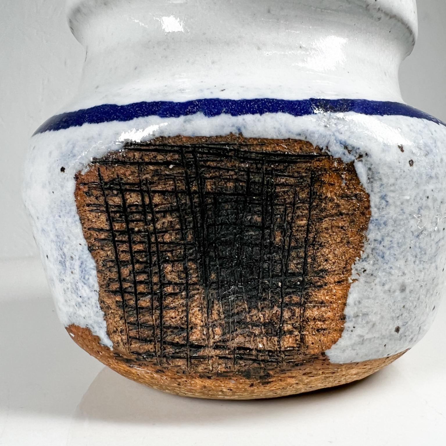 1970s Art Pottery Blue Brown Abstract Vase by Wheeler Pottery For Sale 3