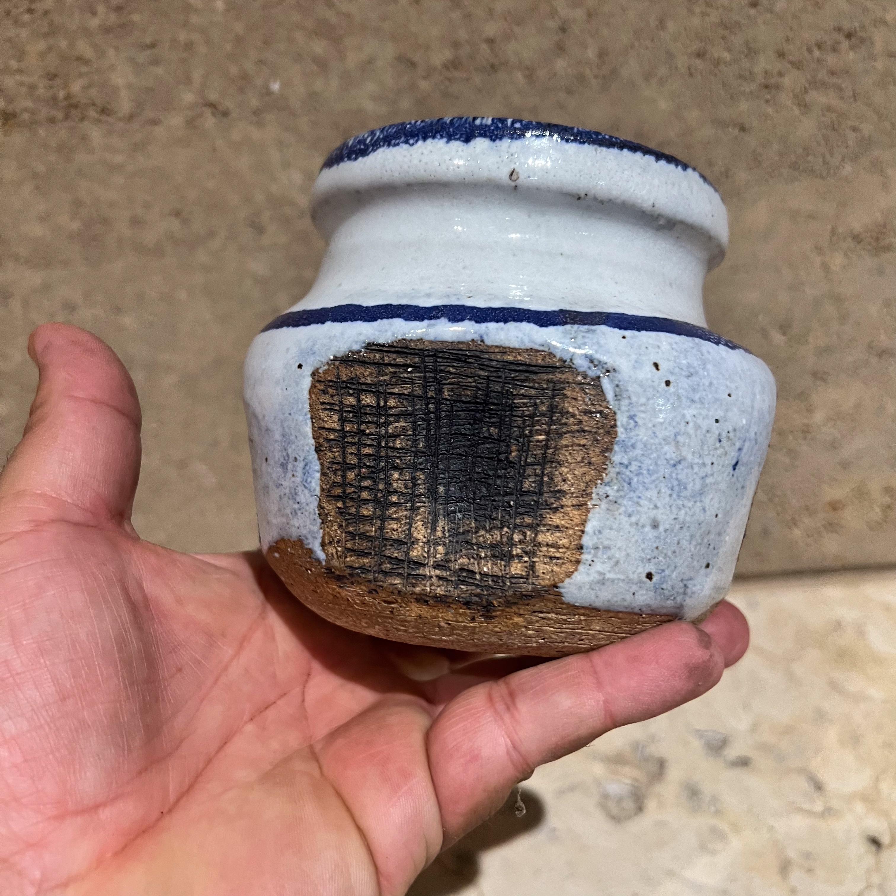 1970s Art Pottery Blue Brown Abstract Vase by Wheeler Pottery For Sale 10