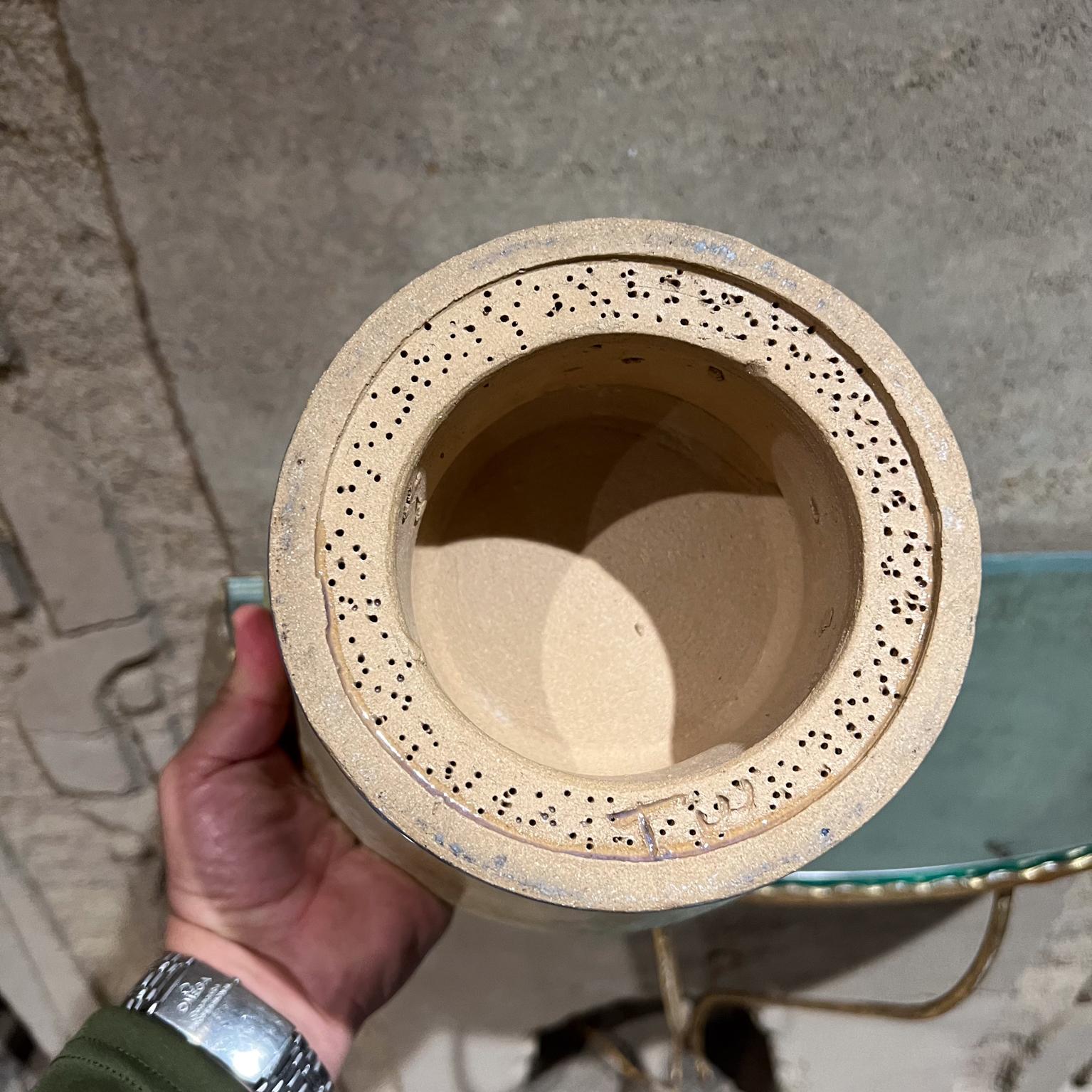 1970s Art Pottery Drip Glazed Pedestal Bowl  For Sale 4