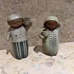 Mid-Century Modern Art Pottery Salt Pepper Shaker Set Japanese Stoneware