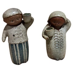 1970s Art Pottery Salz Pfeffer Shaker Set Japanisches Steingut