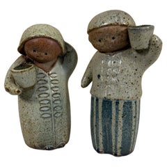 Mid-Century Modern Art Pottery Salt Pepper Shaker Set Japanese Stoneware