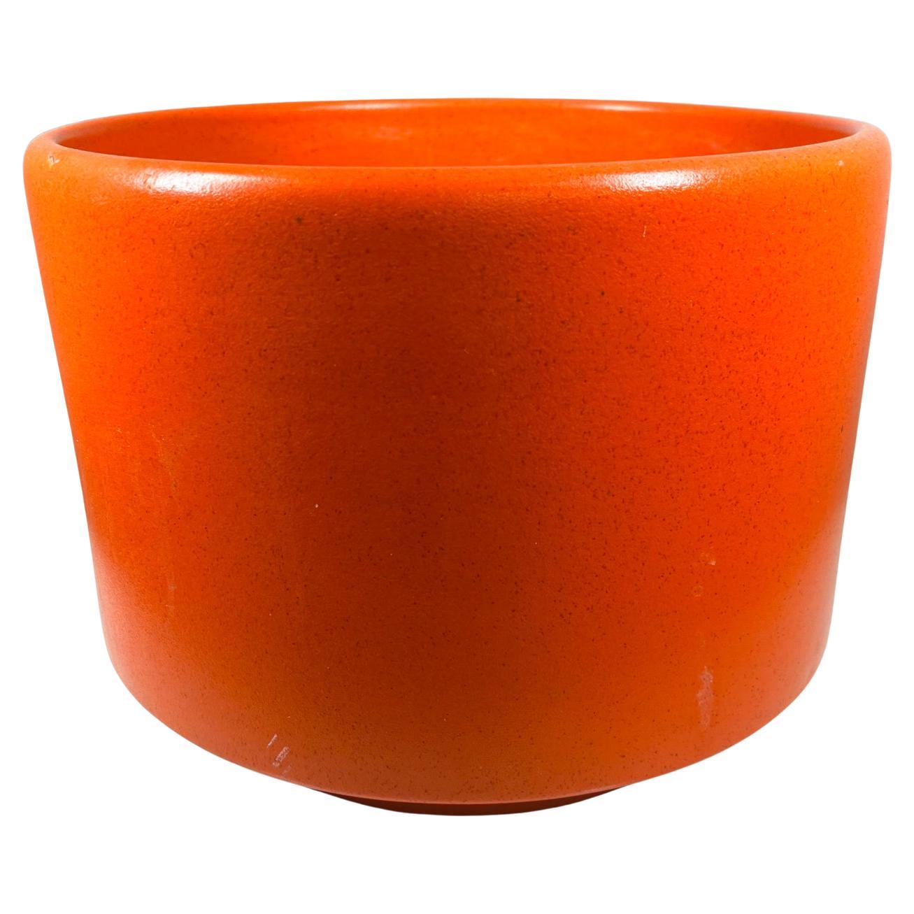 Large Orange Speckle Gainey Ceramic Planter T17 with Tray at 1stDibs