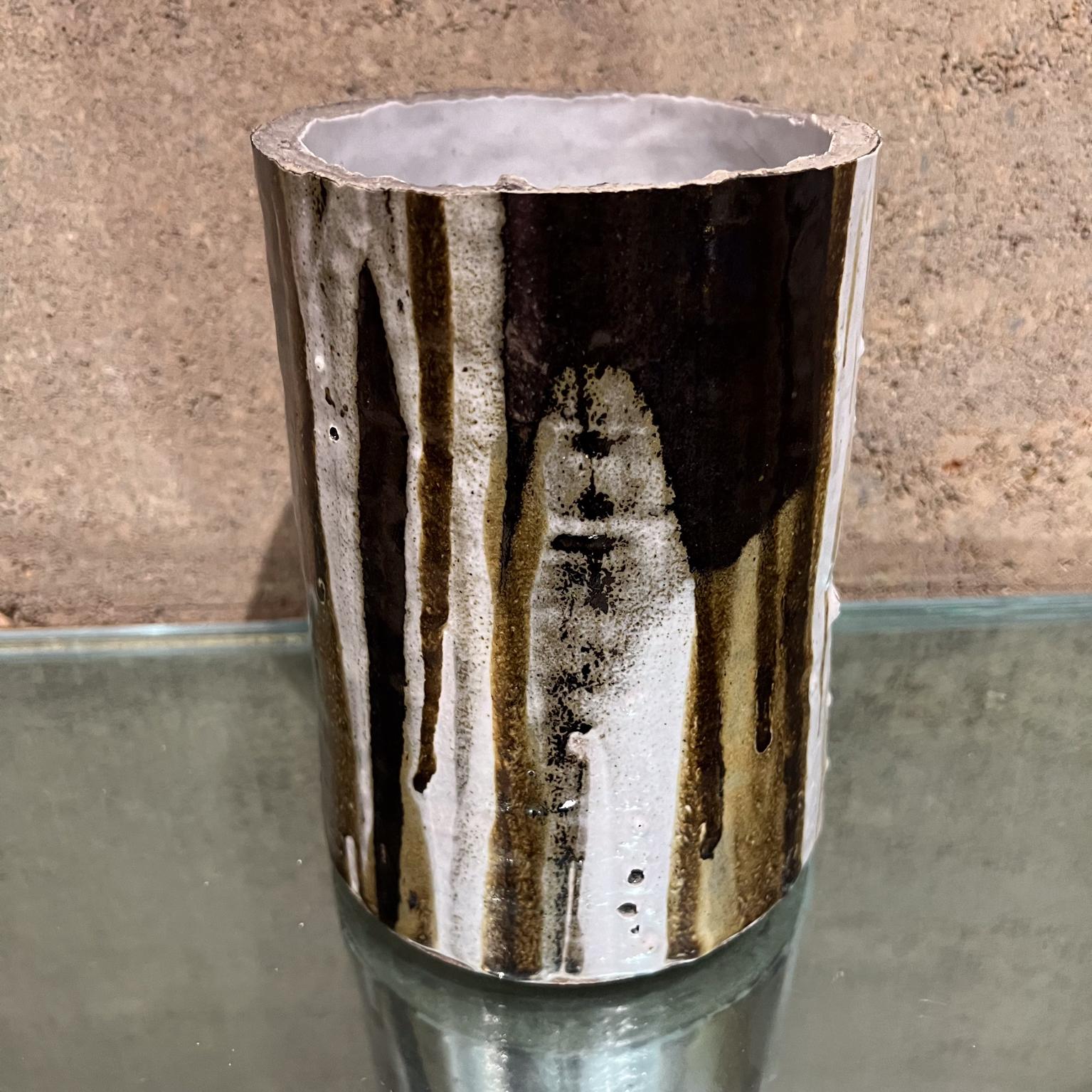 Mid-Century Modern 1970s Art Pottery Vase Lava Drip Glaze Planter