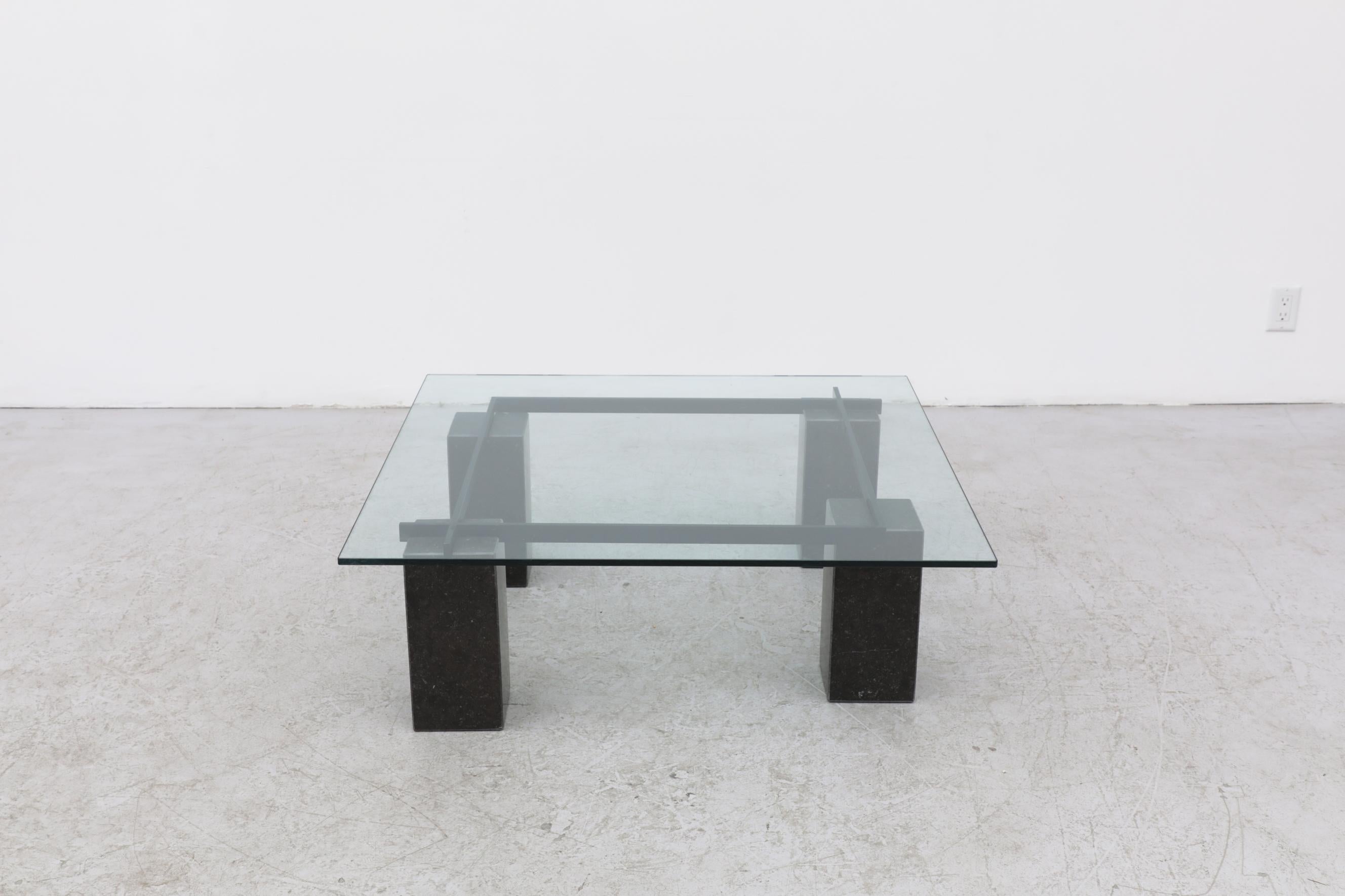 Italian 1970's Artedi Style Marble and Glass Coffee Table
