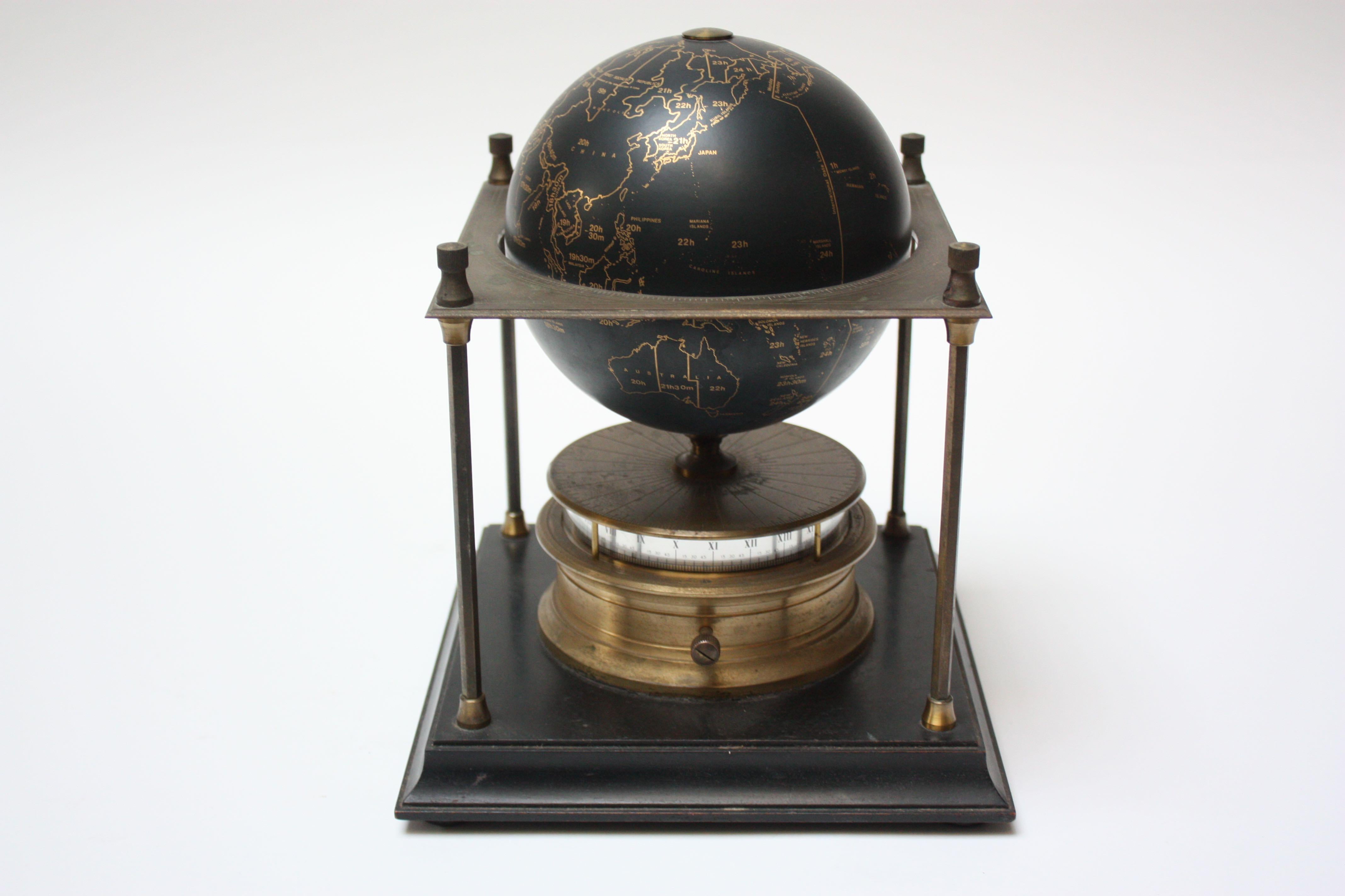 Mid-Century Modern 1970s Arthur Imhof Royal Geographic Society Commemorative Swiss World Clock