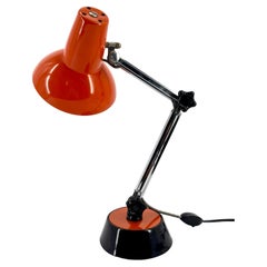 Lámpara de mesa francesa articulada de los años 70 Cromo y metal lacado naranja oscuro