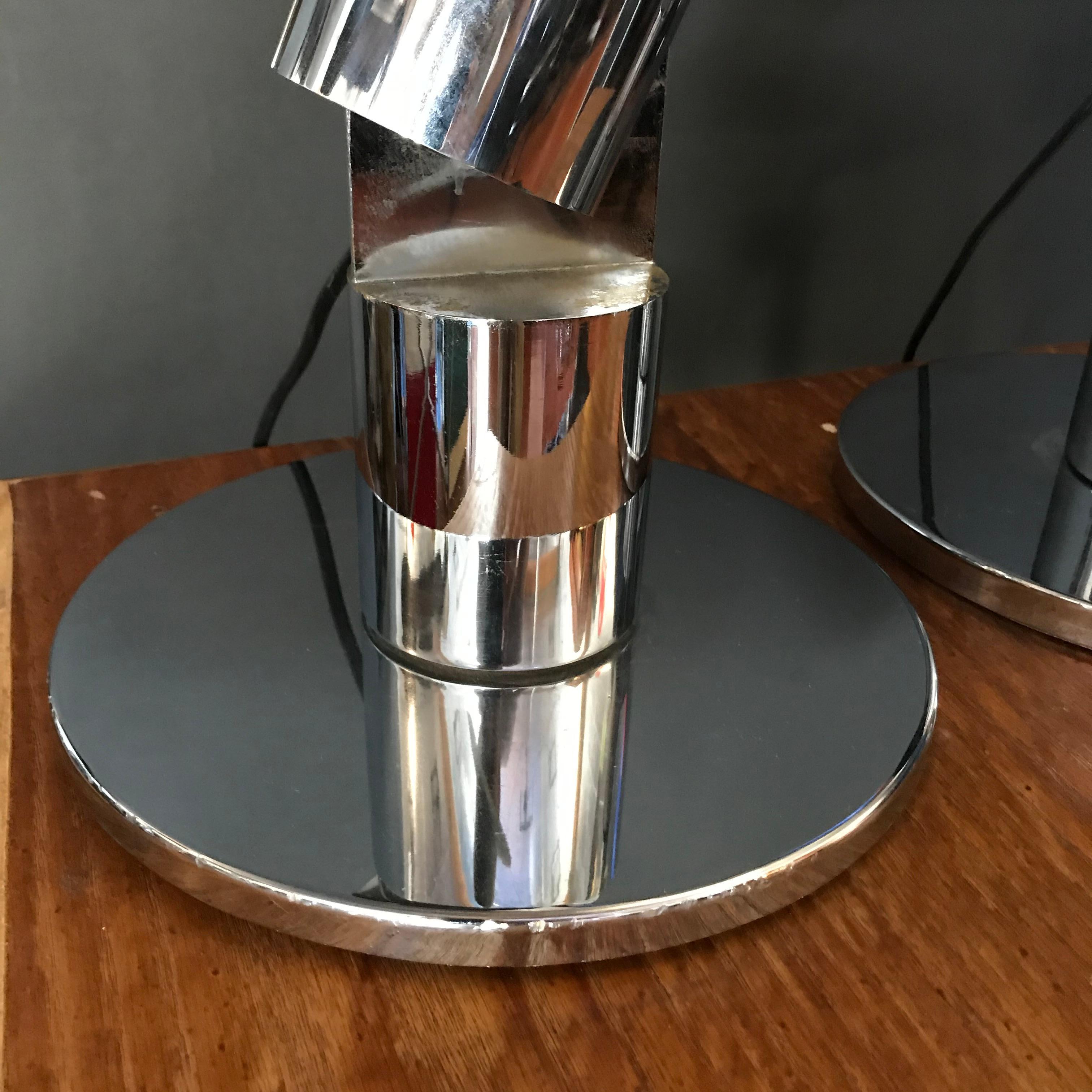 1970’s, Articulating Chromed Table Lamps by Gabriel D’ali for Francesconi, Italy For Sale 3