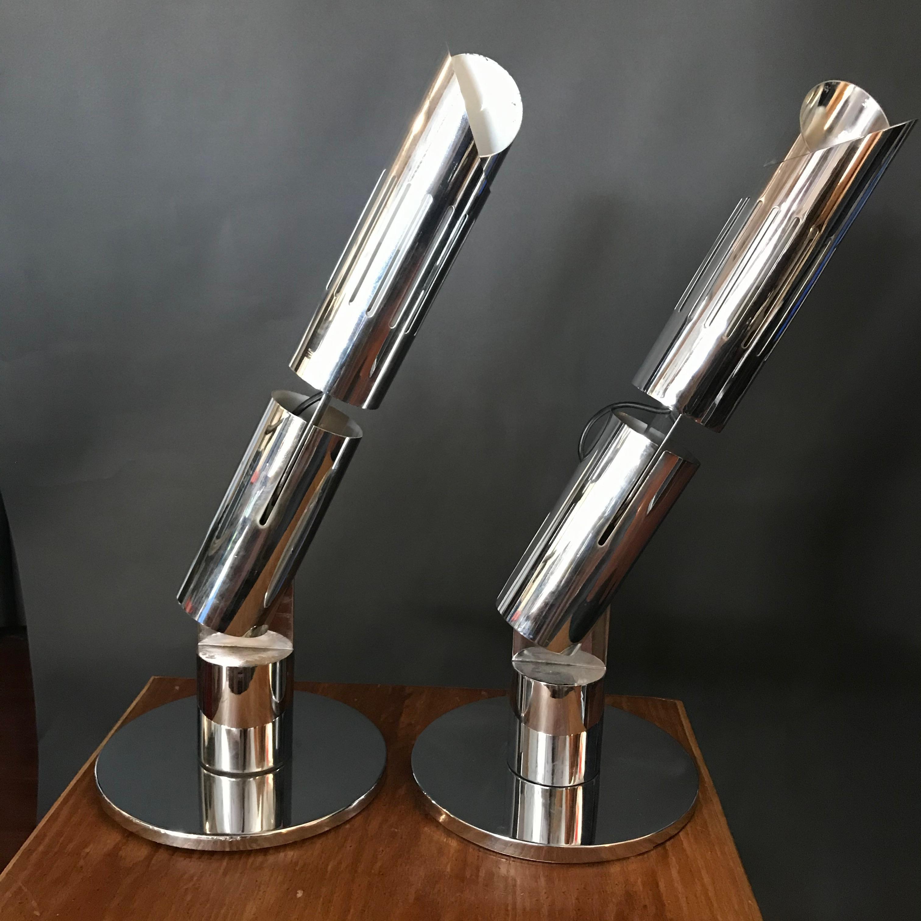 Other 1970’s, Articulating Chromed Table Lamps by Gabriel D’ali for Francesconi, Italy For Sale