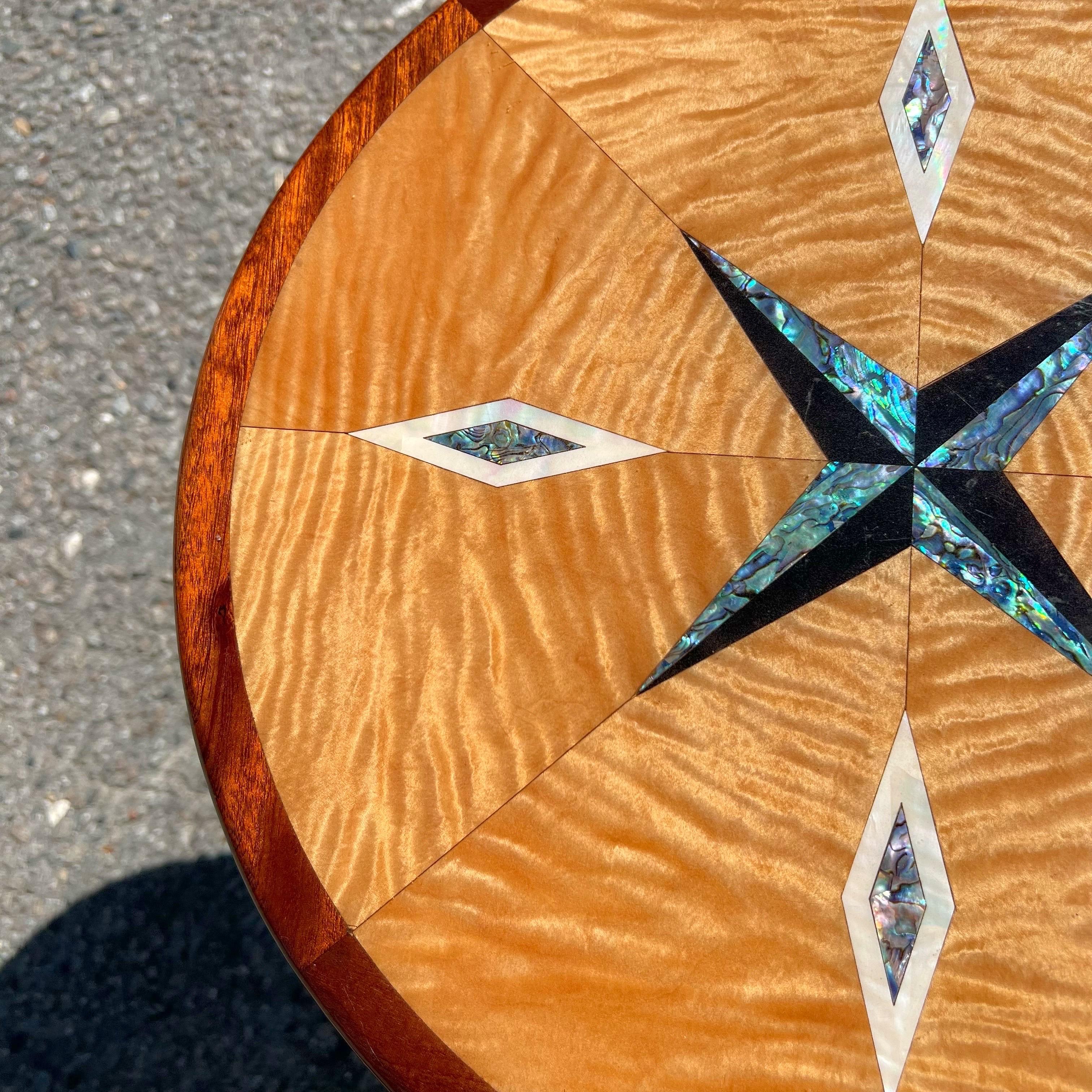 1970s Artisan Crafted Specimen Compass Table For Sale 3