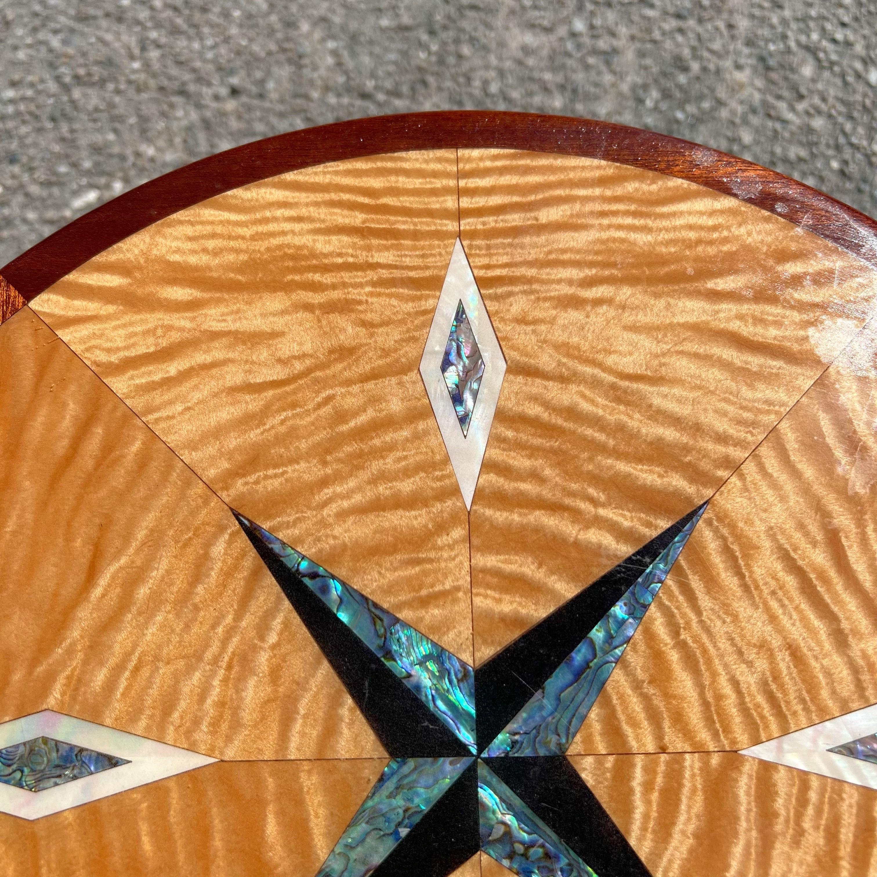 1970s Artisan Crafted Specimen Compass Table For Sale 4