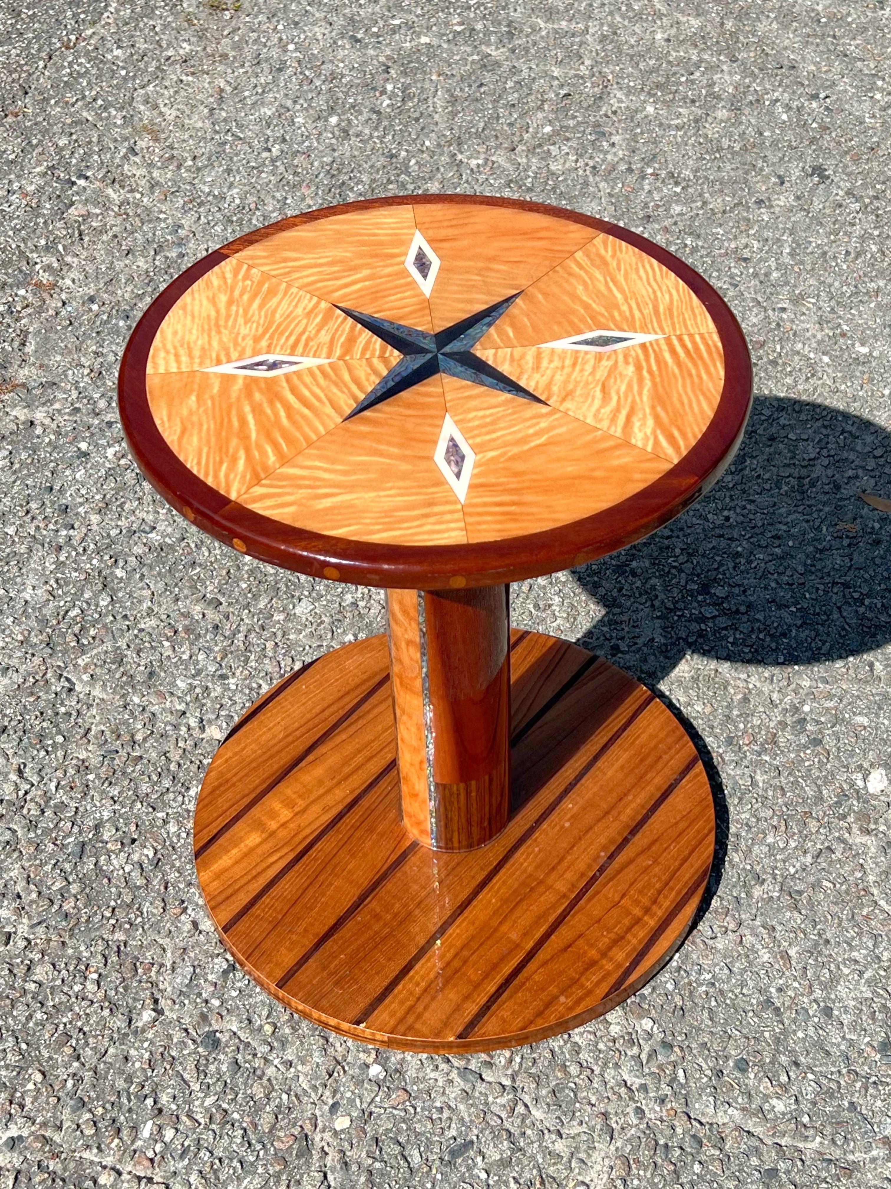 Adirondack 1970s Artisan Crafted Specimen Compass Table For Sale