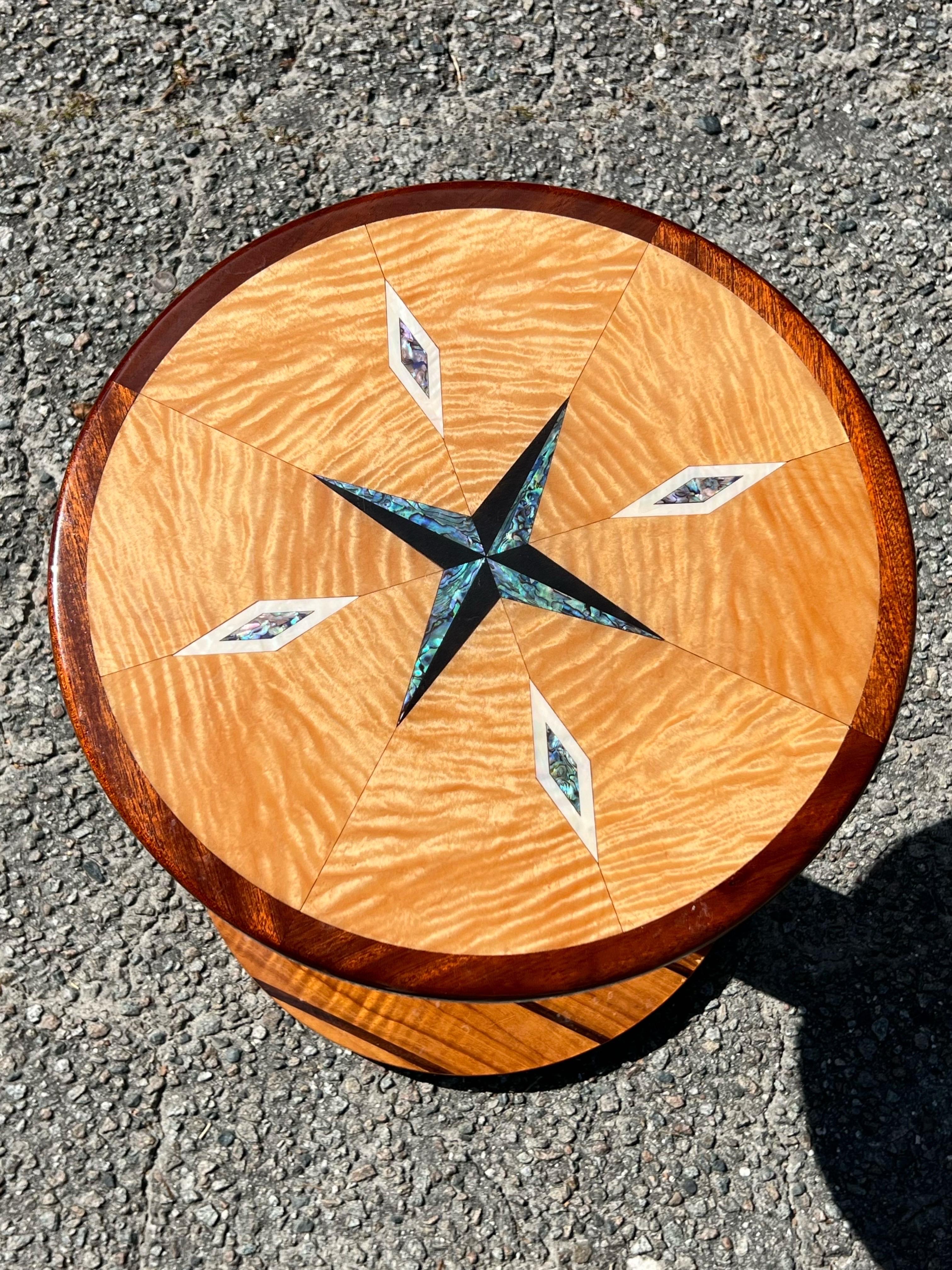 American 1970s Artisan Crafted Specimen Compass Table For Sale