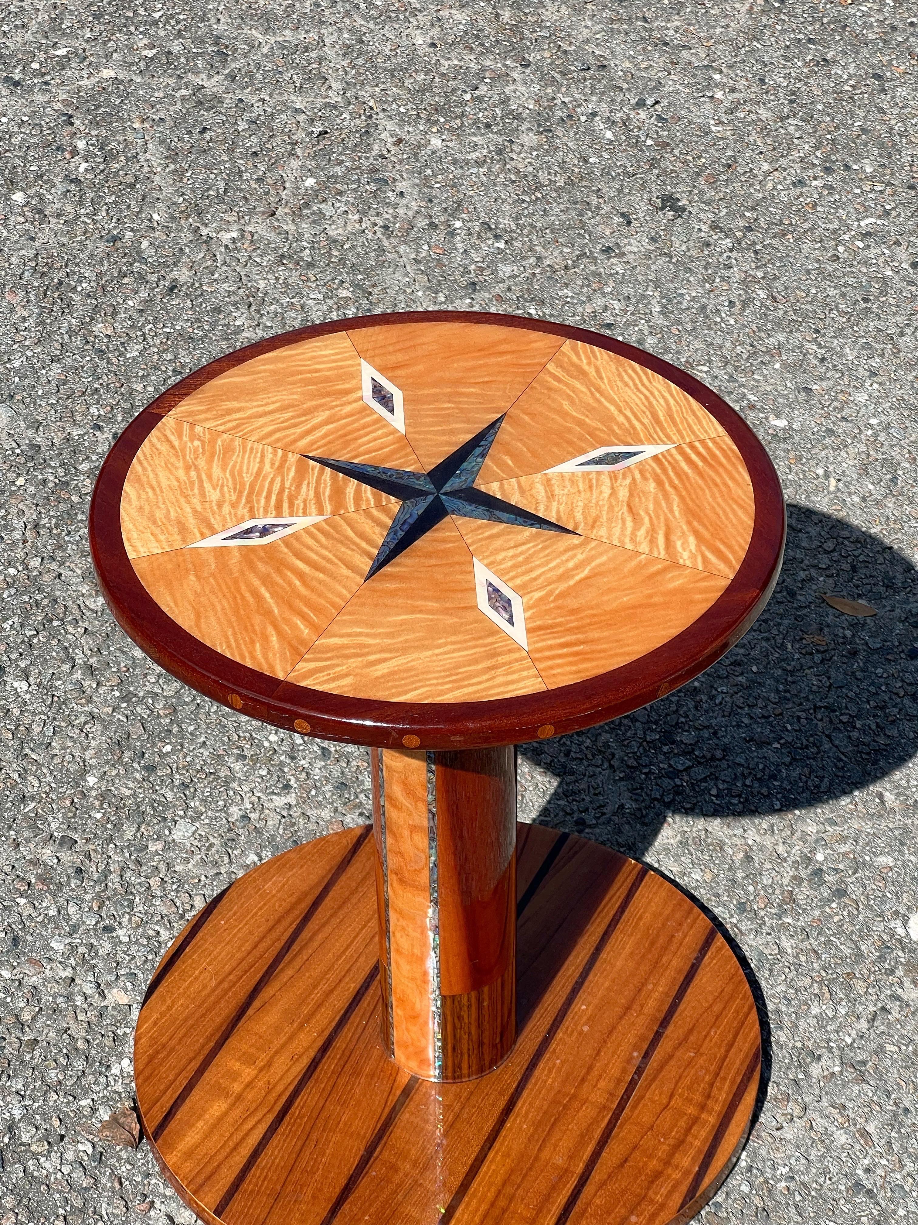 1970s Artisan Crafted Specimen Compass Table In Good Condition For Sale In Charleston, SC