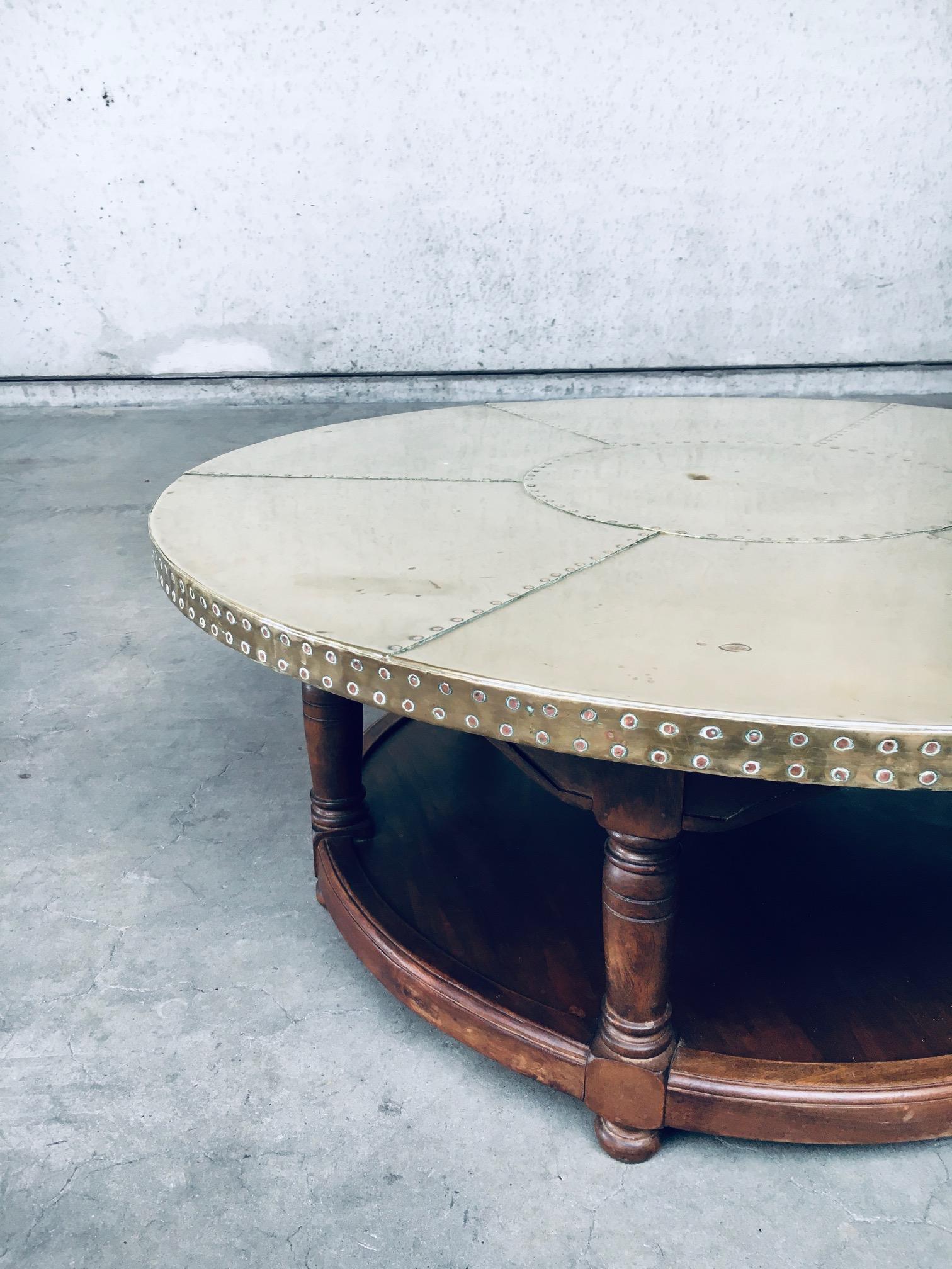 1970's Artisan Design Brass sheet covered round Coffee Table 4